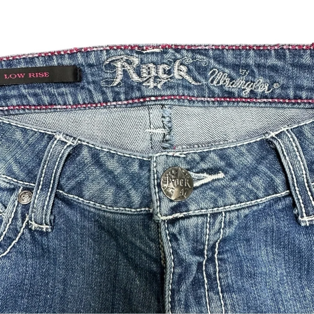 Rock 47 Embellished Cross Pocket Wrangler Bootcut Jeans - Picture 6 of 14